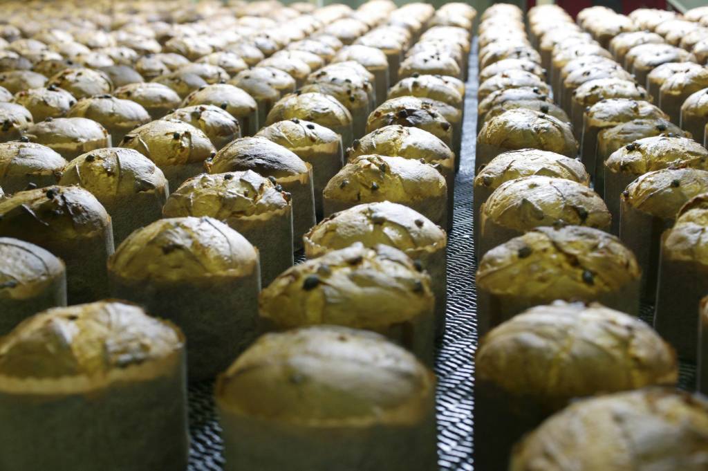 Linha de produção de panetones na fábrica da Bauducco. Linha de produção de panetones na fábrica da Bauducco.