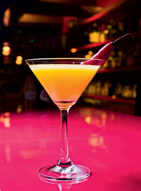 Margarita feita com purê de manga e um toque de dedo-de-moça Margarita feita com purê de manga e um toque de dedo-de-moça