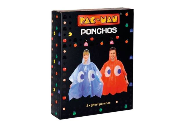 Caixa com duas capas de chuva Pac-Man, R$ 59,90. Mundo Geek. Caixa com duas capas de chuva Pac-Man, R$ 59,90. Mundo Geek.