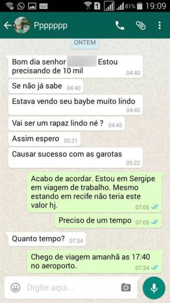 O diálogo entre Iane e o cliente foi divulgado pela polícia O diálogo entre Iane e o cliente foi divulgado pela polícia