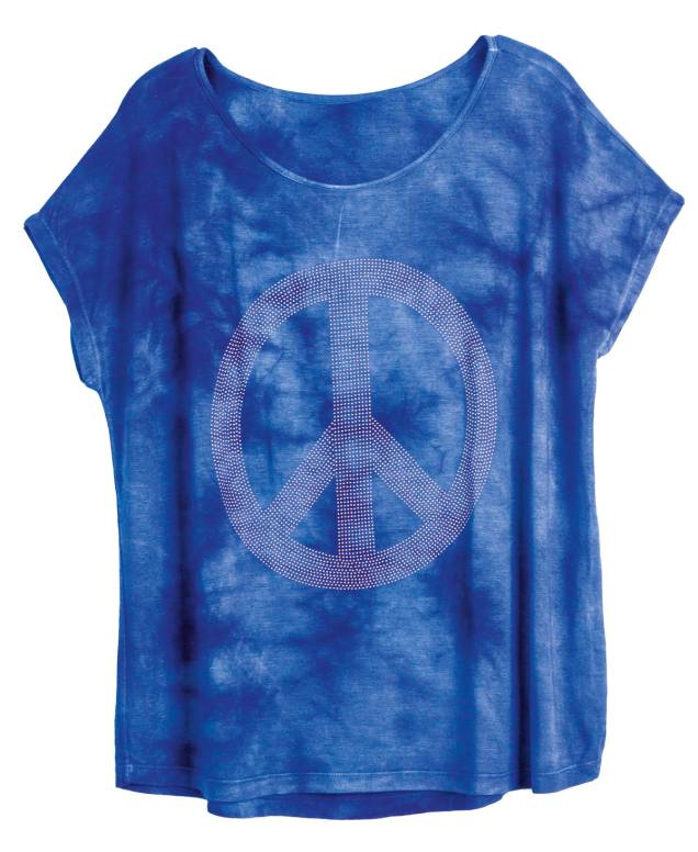 Camiseta de viscose com aplicações de metal Camiseta de viscose com aplicações de metal