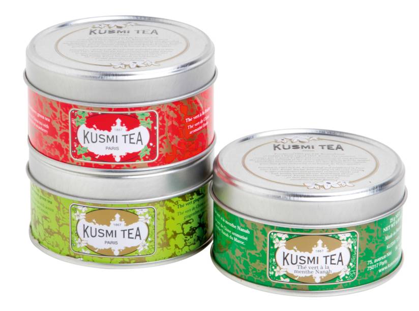 Kit com cinco infusões à base de chá-verde, da Kusmi Tea Kit com cinco infusões à base de chá-verde, da Kusmi Tea