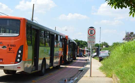 Ao lado do ponto de ônibus, ciclofaixa da Avenida Escola Politécnica, com pintura apagada e poça Ao lado do ponto de ônibus, ciclofaixa da Avenida Escola Politécnica, com pintura apagada e poça