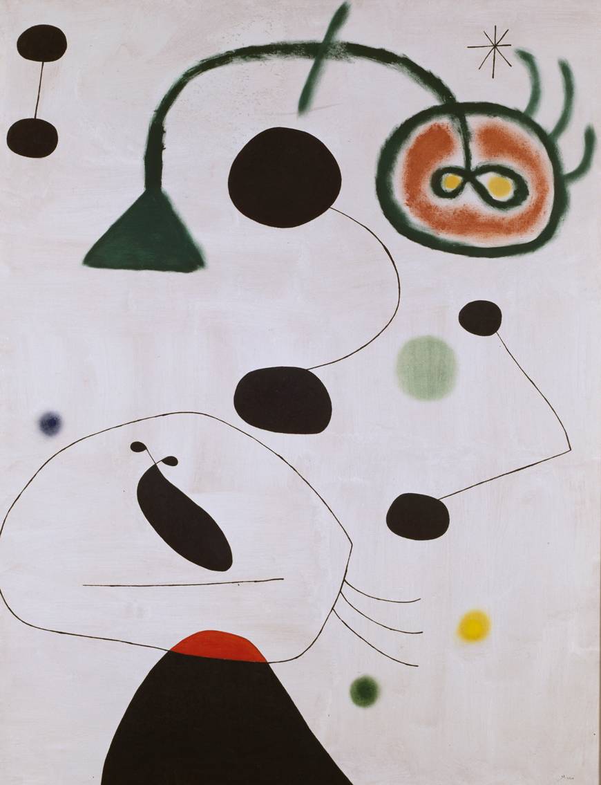 Personagem e P&aacute;ssaro na Noite (1945), de Joan Mir&oacute;