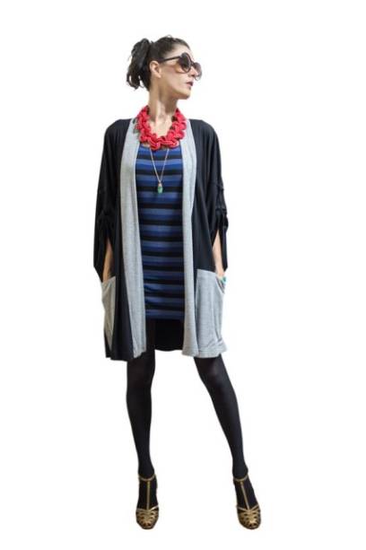 Quimono de malha preto e cinza, R$ 289,90, da <a href="https://www.japonique.com.br/" rel="Japonique" target="_blank">Japonique</a>