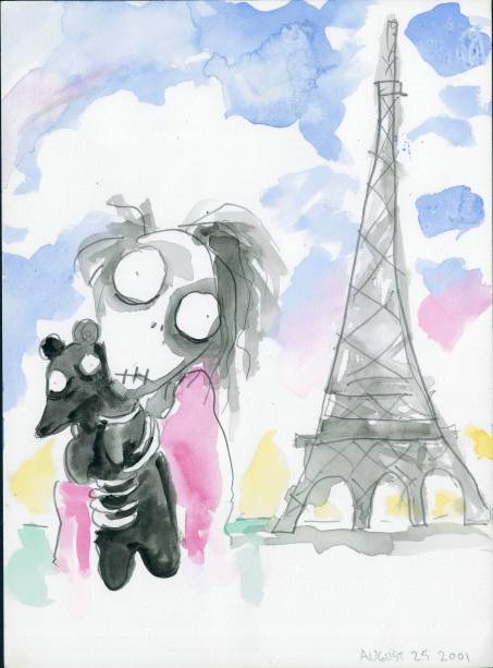 Diversas aquarelas em papel podem ser vistas ao longo da mostra