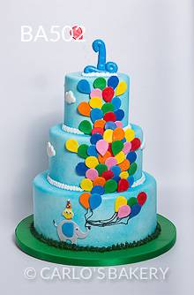 Bolo feito para aniversário de um ano abusou dos balões Bolo feito para aniversário de um ano abusou dos balões