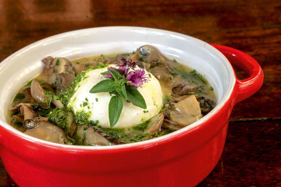 Funghi trifolati (R$ 35,00): shiitake e shimeji salteados na manteiga com vinho branco e servidos com queijo de cabra Funghi trifolati (R$ 35,00): shiitake e shimeji salteados na manteiga com vinho branco e servidos com queijo de cabra