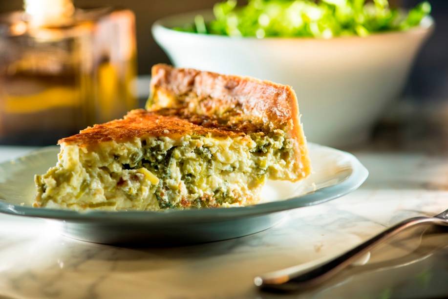 Para uma lanche mais reforçado, a sugestão é a quiche de alho-poró Para uma lanche mais reforçado, a sugestão é a quiche de alho-poró