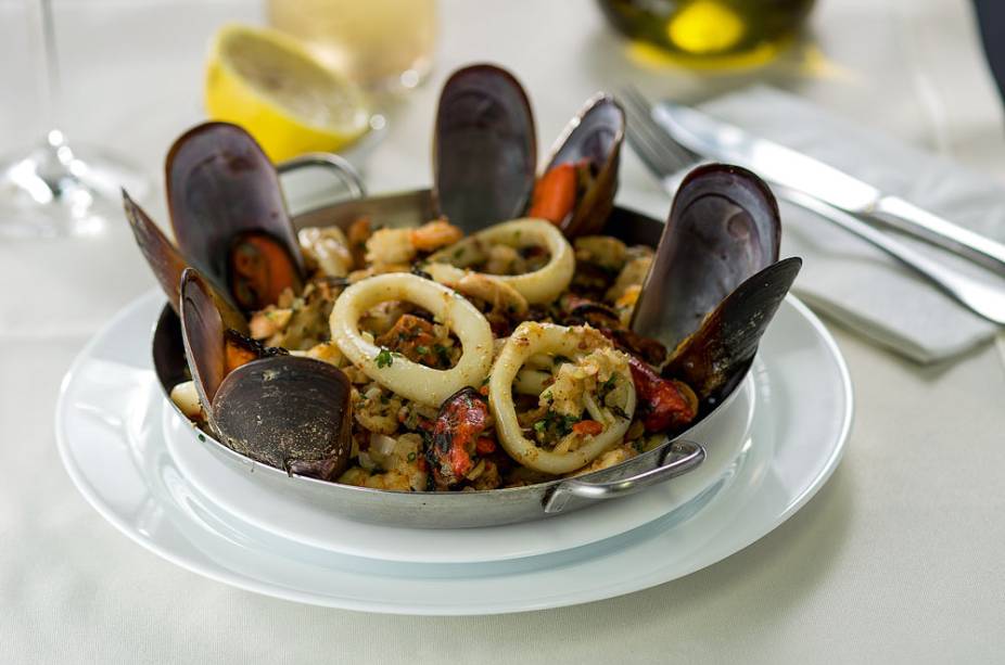 A frigideira de frutos do mar A frigideira de frutos do mar