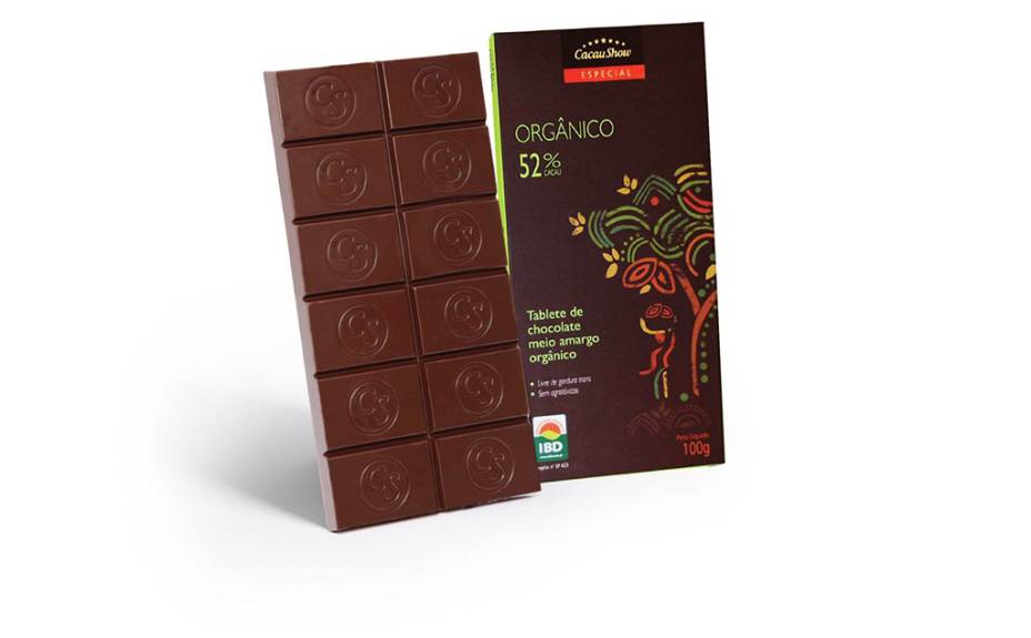 Tablete de chocolate meio amargo orgânico