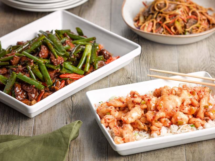 Mongolian beef e chang's chicken em porções para partilhar Mongolian beef e chang's chicken em porções para partilhar