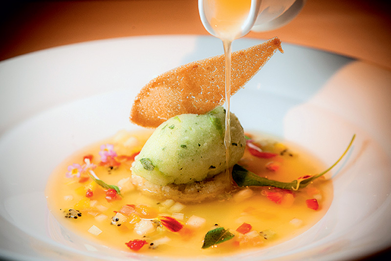 Sobremesa de hortaliças com sorbet de maçã Sobremesa de hortaliças com sorbet de maçã