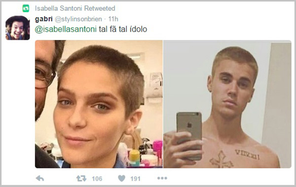 Isabella Santoni raspa a cabeça para viver personagem com leucemia na próxima novela da Globo