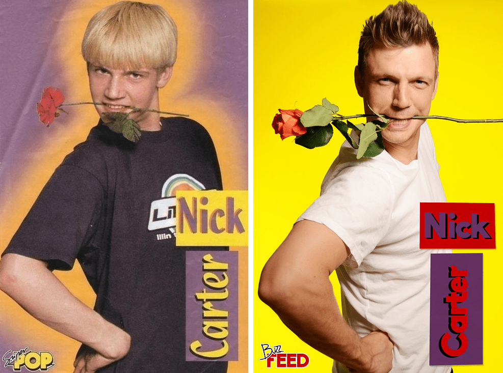 Integrantes do Backstreet Boys e New Kids on the Block reencenam fotos antigas