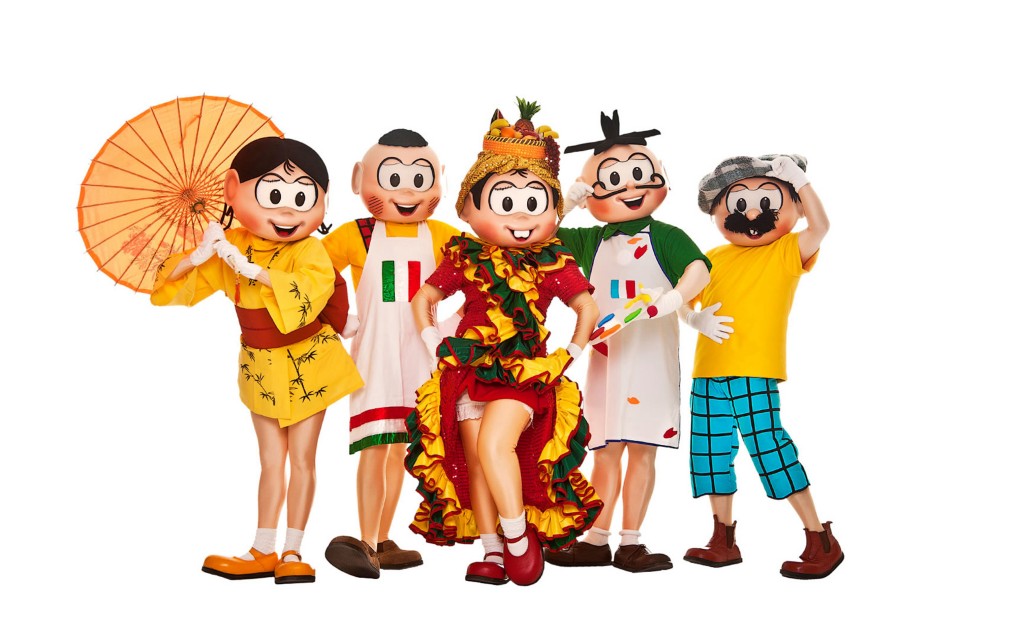 Bonecos da Turma da Mônica no espetáculo "Mônica Mundi - Uma Volta ao Mundo com a Turma da Mônica". (Foto:Divulgação)