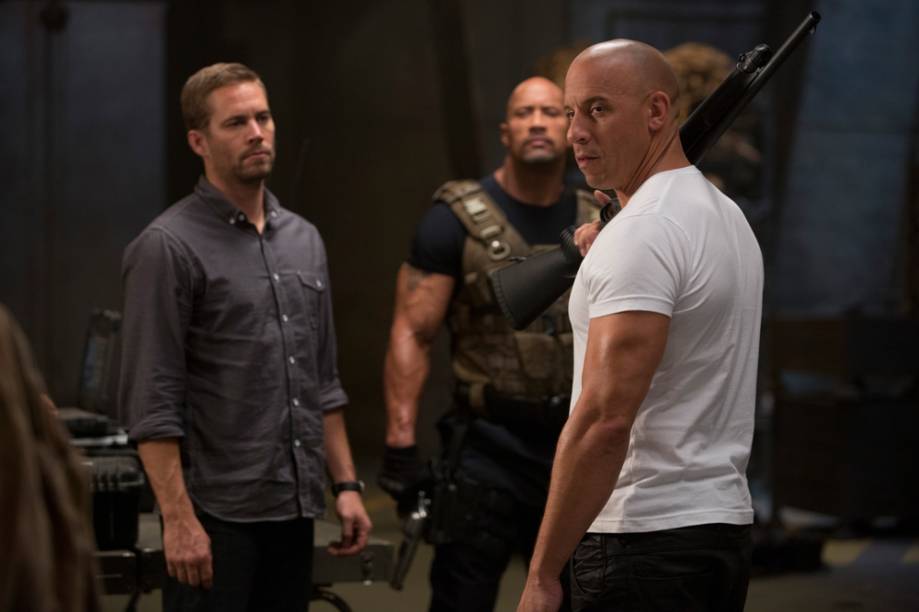 Velozes e Furiosos 6: Paul Walker, Dwayne Johnson e Vin Diesel como Paul, Jobbs e Dom, respectivamente