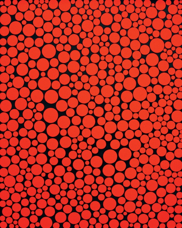 Acrílica de Yayoi Kusama: a tela faz parte da exposição Buzz
