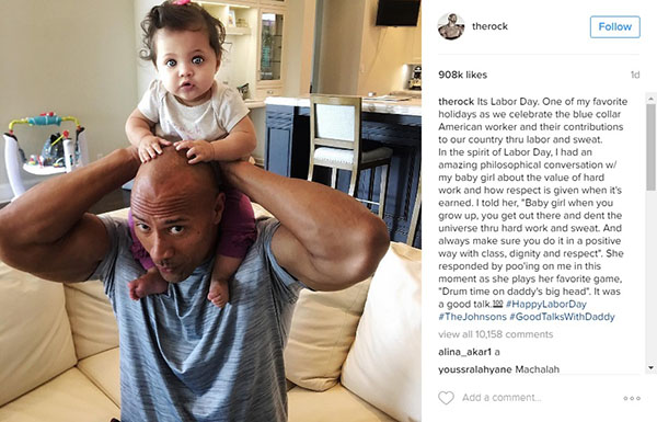 Dwayne Johnson tenta inspirar filha com discurso motivacional, mas conversa dá muito errado