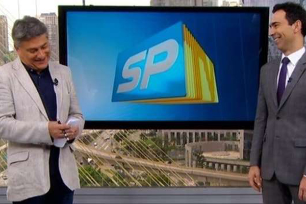 Cléber Machado provoca Cesar Tralli ao vivo na 1ª edição do “SP TV”