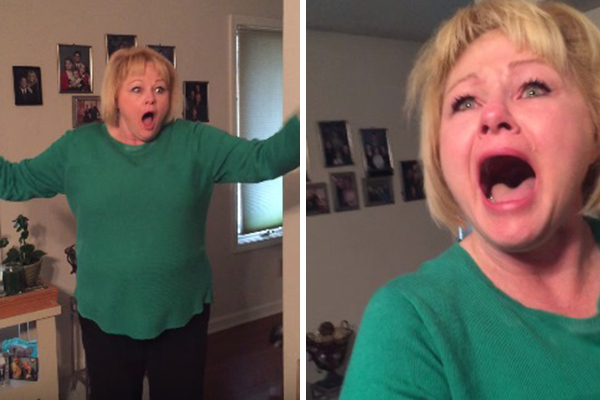 Mulher tem reação emocionante ao encontrar sua neta pela primeira vez