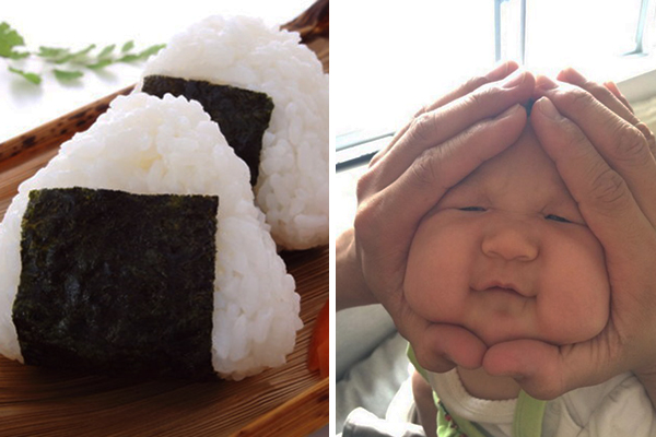 Esta brincadeira japonesa “transforma” o rosto de bebês em bolinhos de arroz 