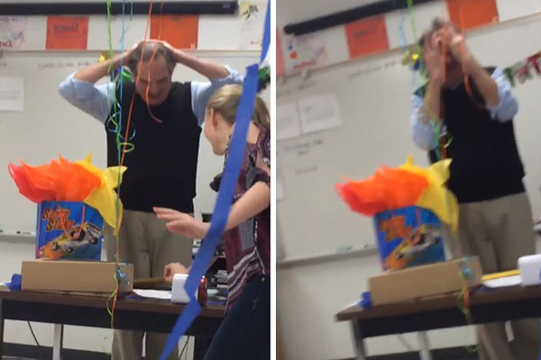 Alunos surpreendem professor com festa de aniversário na sala de aula e docente chora emocionado