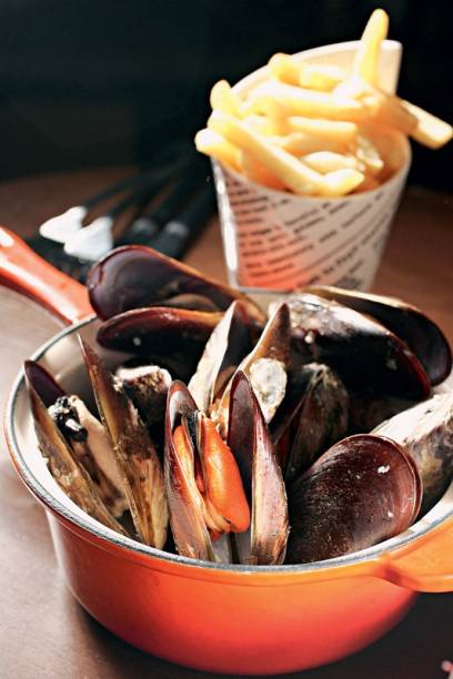 Moules et frites: um dos pratos belgas do The Ale House Moules et frites: um dos pratos belgas do The Ale House