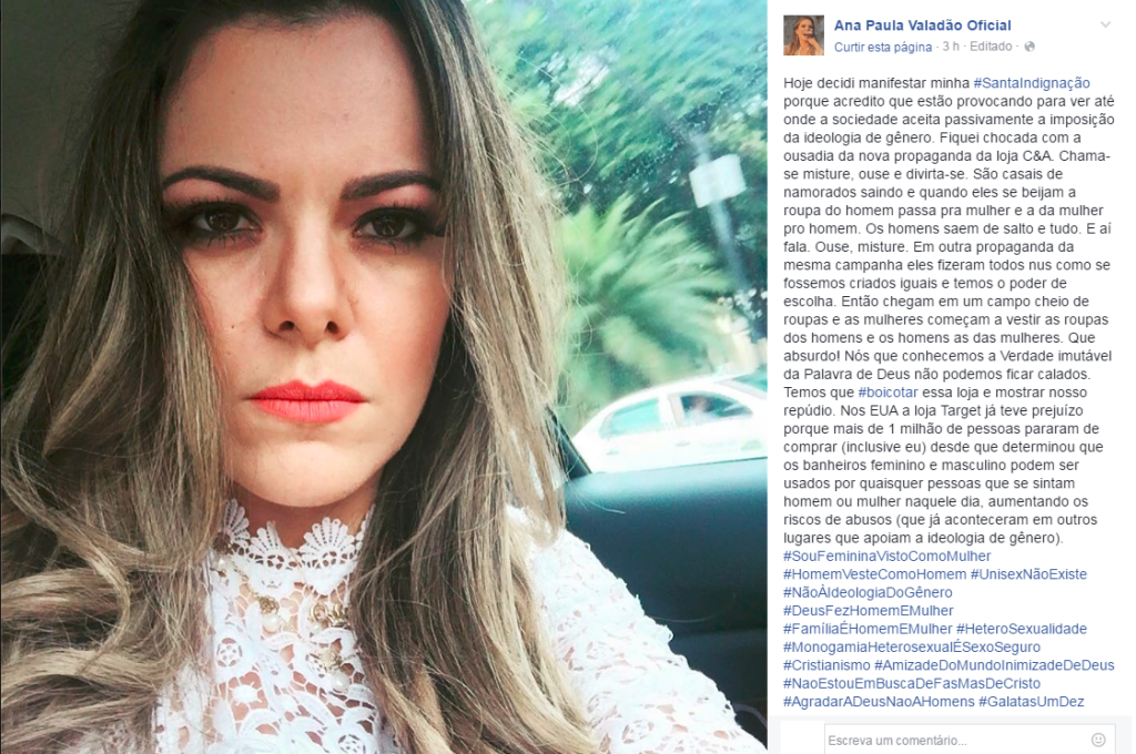 Ana Paula Valadão pede boicote a campanha do Dia dos Namorados da C&A e provoca polêmica na web