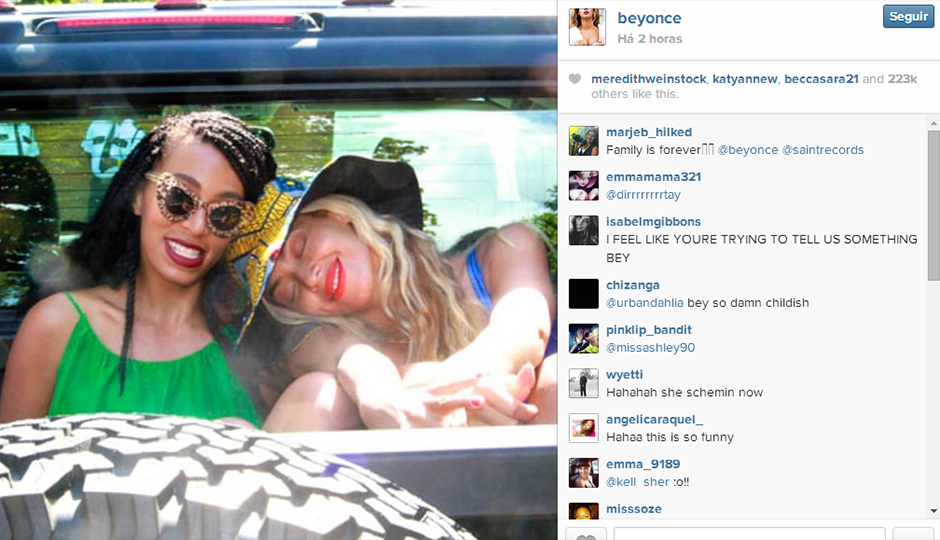 Beyoncé publica fotos de Solange no Instagram após polêmica com Jay-Z