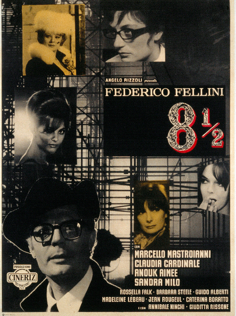 Pôster do filme <em>Oito e Meio</em> (1963), do italiano Federico Fellini Pôster do filme <em>Oito e Meio</em> (1963), do italiano Federico Fellini