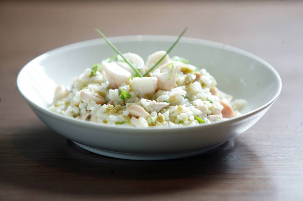 Risoto de polvo e azeitona verde