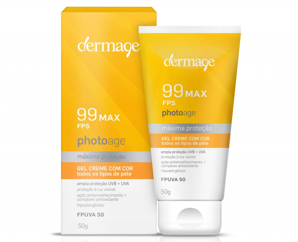 Photoage MAX FPS 99+ , da Dermage. Protetor facial indicado para todos os tipos de pele, em textura gel-creme com cor. Preço sugerido: R$ 84,90 (Foto: Divulgação)