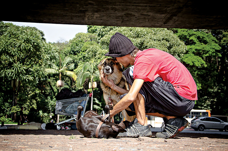Fotógrafo clica moradores de rua e seus cachorros