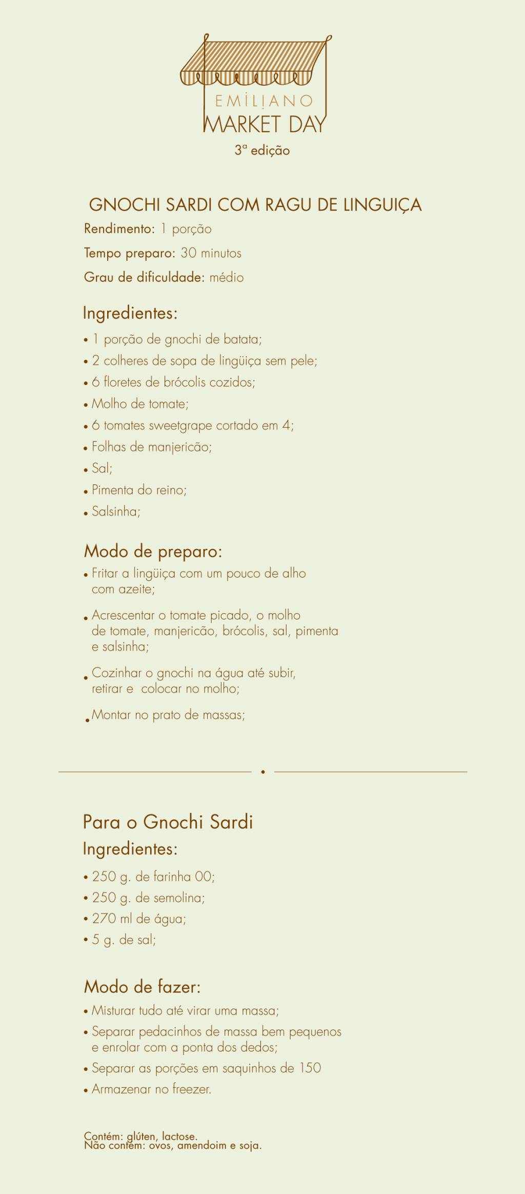 Receita: nhoquete com ragu de linguiça