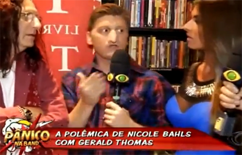 ‘Pânico’ exibe cena de “ataque” de Gerald Thomas a Nicole Bahls e critica imprensa