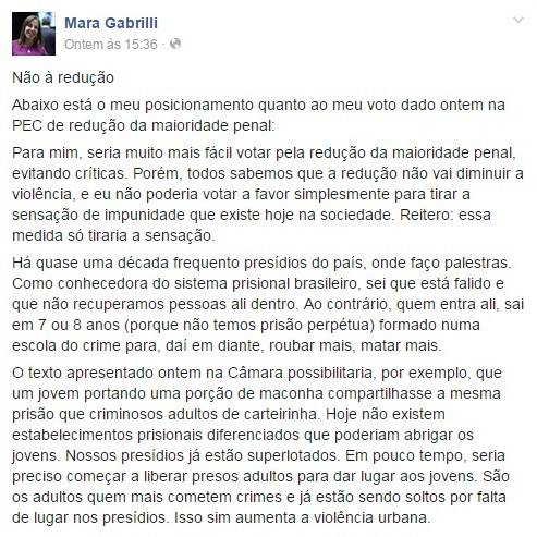 Mara Gabrilli no Facebook