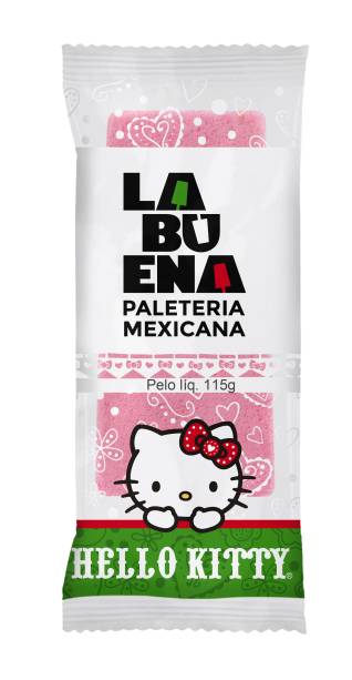 Paleta da Hello Kitty tem sabor de morango com chocolate branco