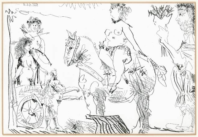 Os clássicos gregos também fizeram parte da representação de Picasso, como em Scène de theatre Amazone Os clássicos gregos também fizeram parte da representação de Picasso, como em Scène de theatre Amazone