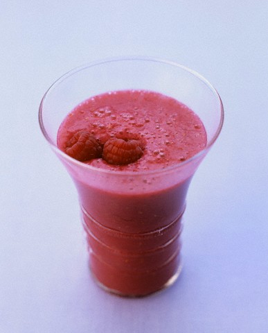 Raspberry, banana and pink grapefruit smoothie