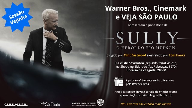 Sessão Vejinha: quer ir à pré-estreia de ‘Sully – O Herói do Rio Hudson’? Saiba como participar