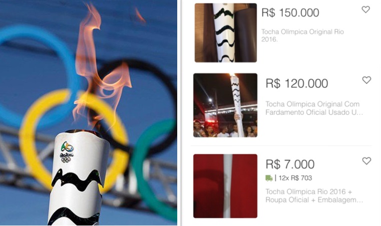 Tocha olímpica usada vale até 150 000 reais no Mercado Livre