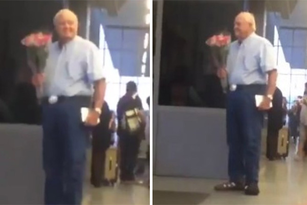 Vídeo de velhinho esperando mulher no aeroporto vira fenômeno na web