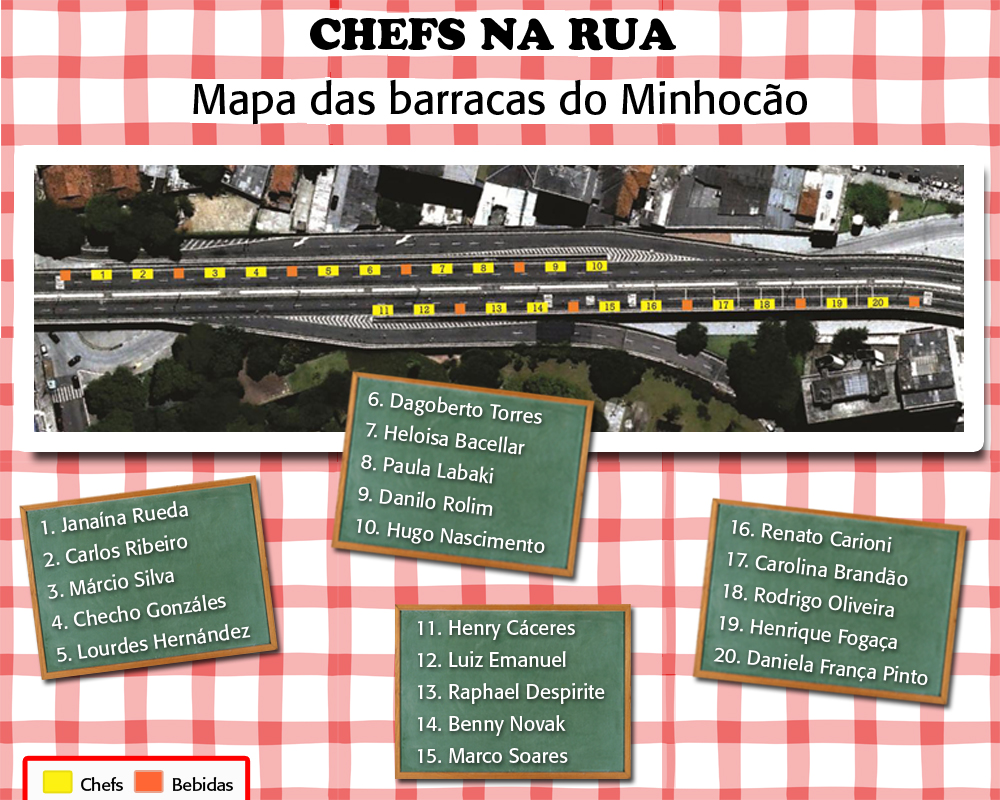 Oriente-se: veja o mapa da Virada Gastronômica no Minhocão