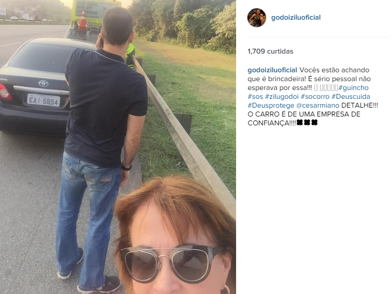 Carro de Zilu Godoi quebra no meio da rua e ela pede carona no Instagram