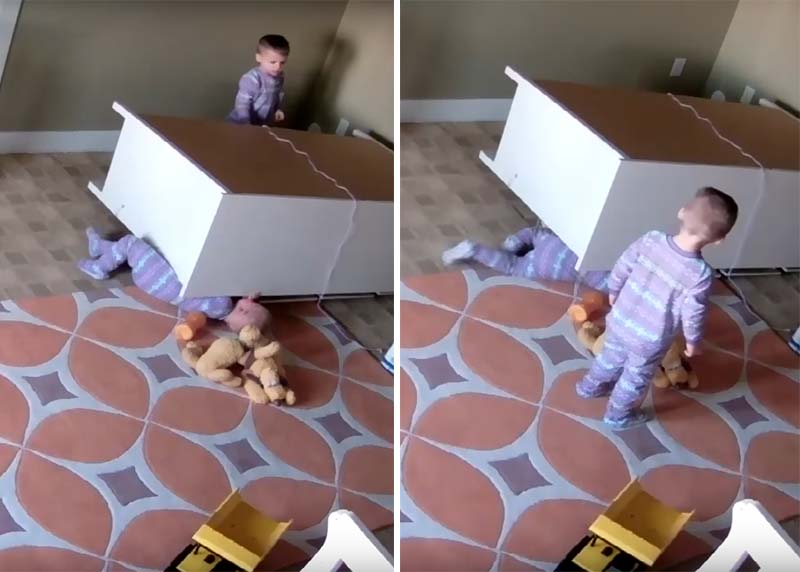 Em vídeo, criança de 2 anos de idade salva a vida do irmão gêmeo