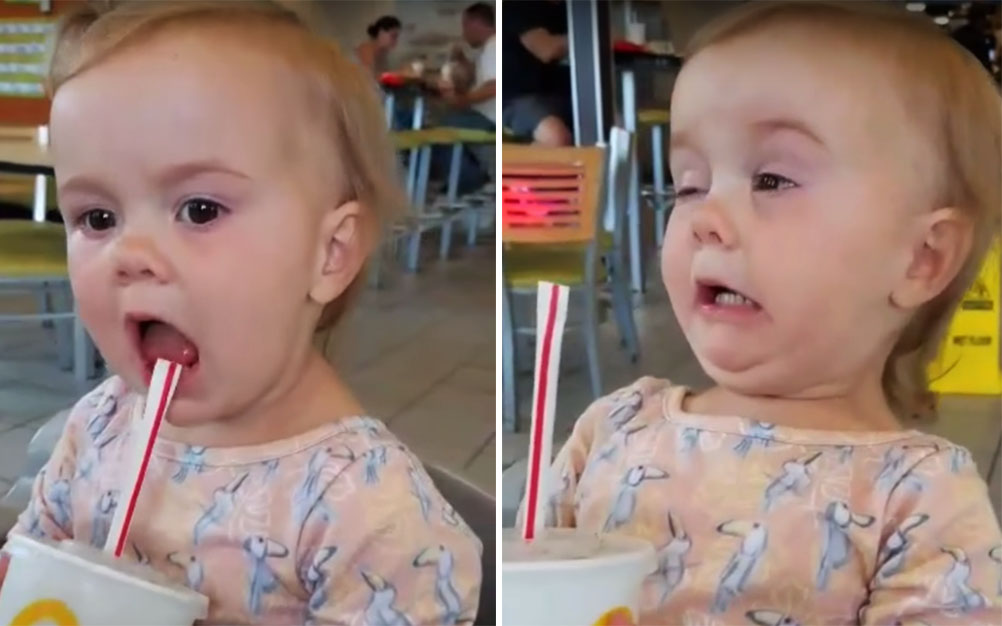 Menina tem reação inusitada ao beber Coca-Cola pela primeira vez