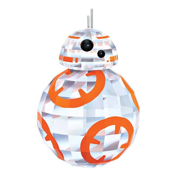 Enfeites de cristal do personagem BB-8 (R$ 579,00), R2-D2 (R$ 919,00) e C-3PO (R$ 1 150,00). Swarovski. Enfeites de cristal do personagem BB-8 (R$ 579,00), R2-D2 (R$ 919,00) e C-3PO (R$ 1 150,00). Swarovski.