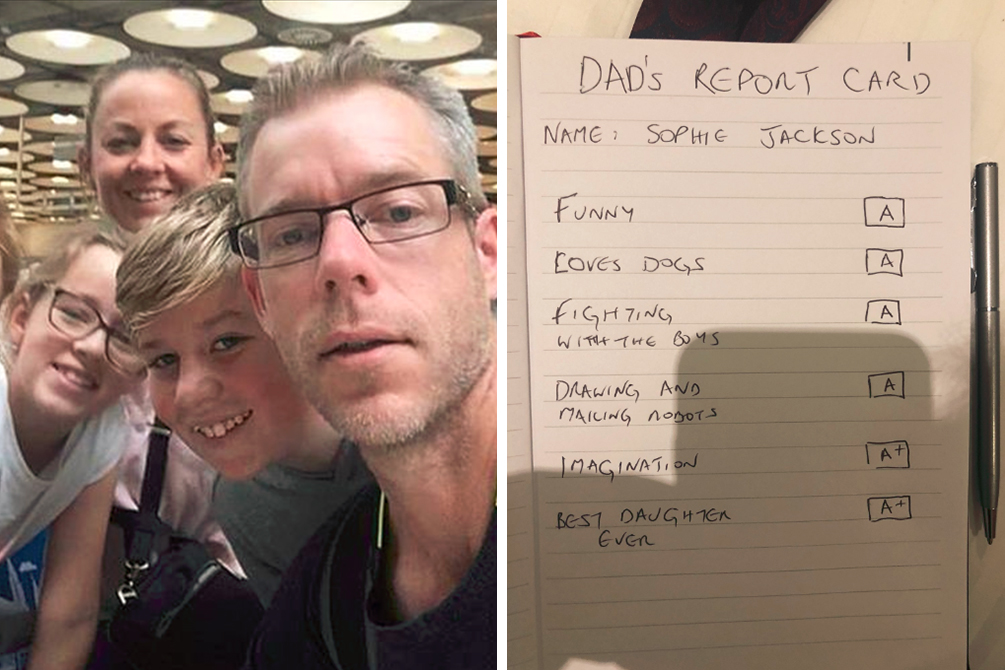 Menina vai às lágrimas após receber boletim, então pai toma atitude