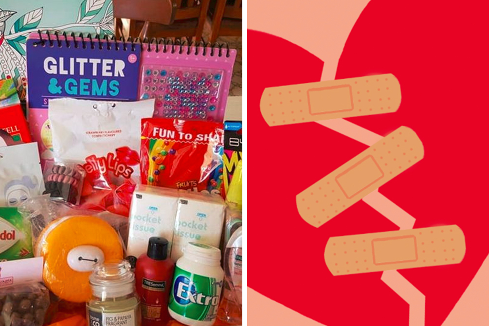 Mulher surpreende amiga com “kit para corações partidos” após término